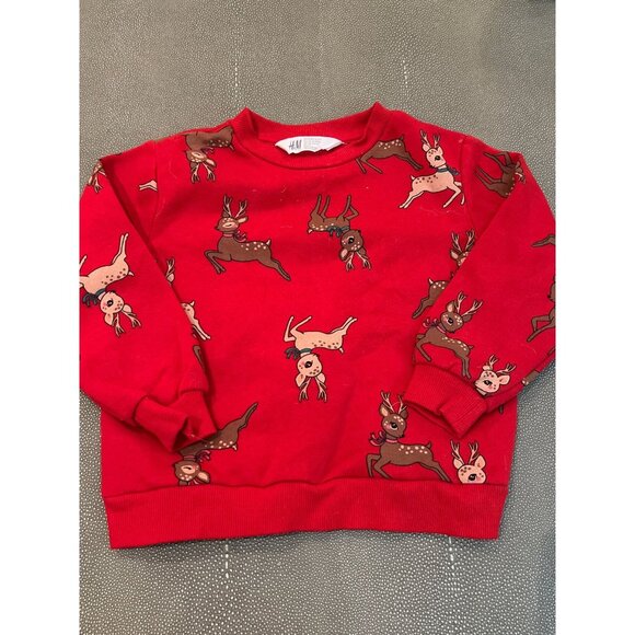 H&amp;M Leaping Reindeer 3T Sweatshirt EUC - Picture 1 of 3